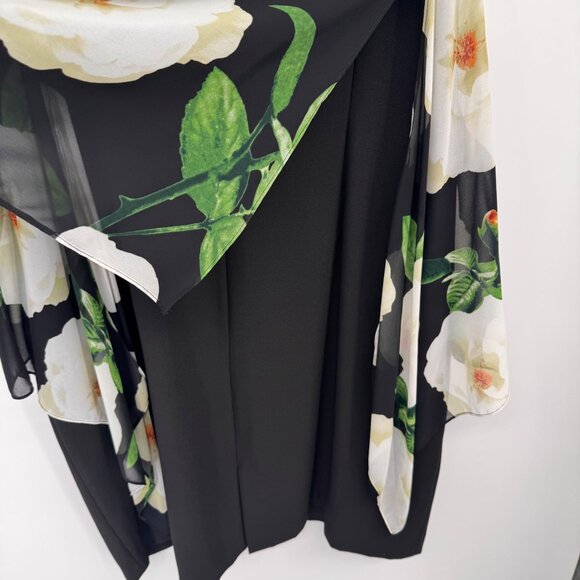 Tahari Arthur S. Levine Floral Layered Sleeveless Dress 20W Black  White plus - Picture 14 of 14